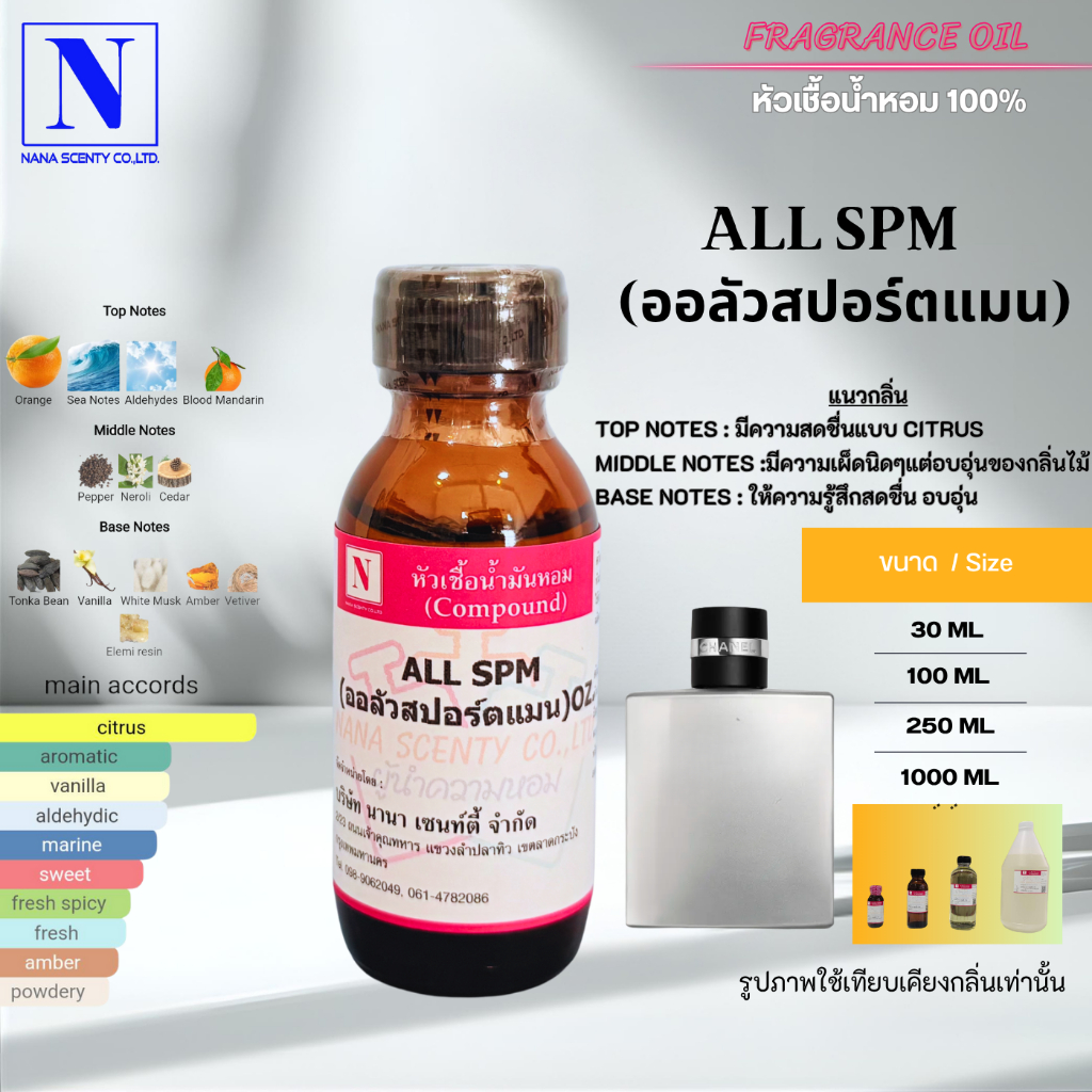 หัวเชื้อน้ำหอม 100% กลิ่นออลัวสปอร์ตแมน (ALL SPM) ขนาด 30ML 100ML