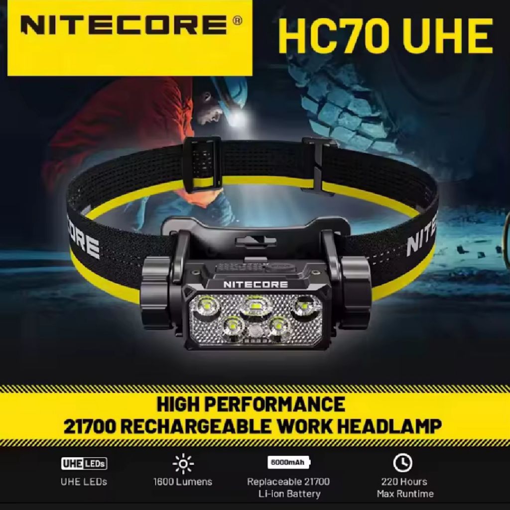 Nitecore HC70UHE 1600LM 156M 21700 6000mAh