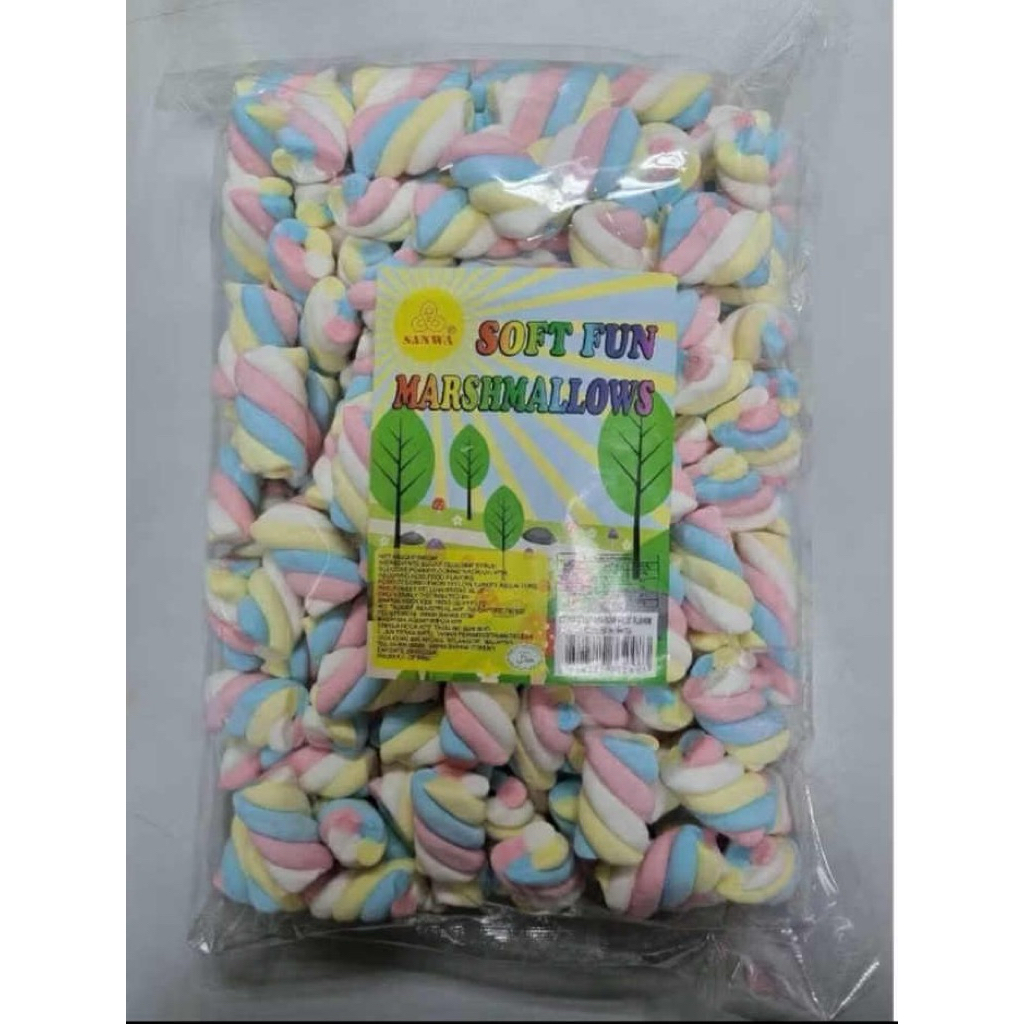 มัชเมโล่rainbow เกลียวขนาด500กรัมสินค้ามีพร้อมส่ง