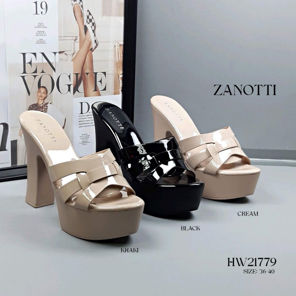 รองเท้าส้นหนา 5 นิ้ว เสริมหน้า 2 นิ้ว แบบสวม คาดหน้าสาน น้ำหนักเบา ใส่สบาย