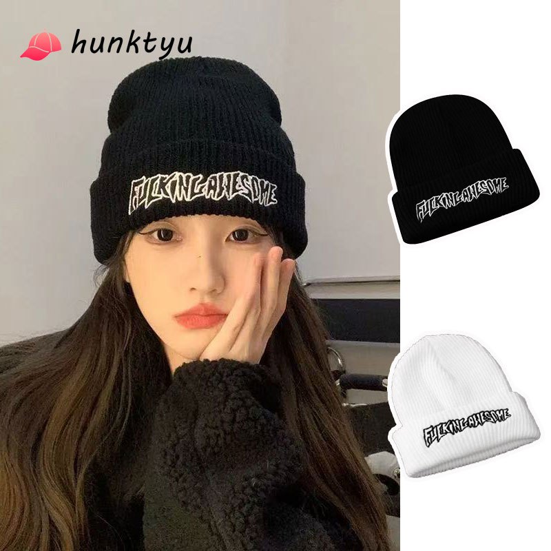 COD💕หมวกไหมพรมปักลายเทรนด์ Unisex หมวกถัก แฟชั่น อเนกประสงค์ หมวกฮิปฮอป