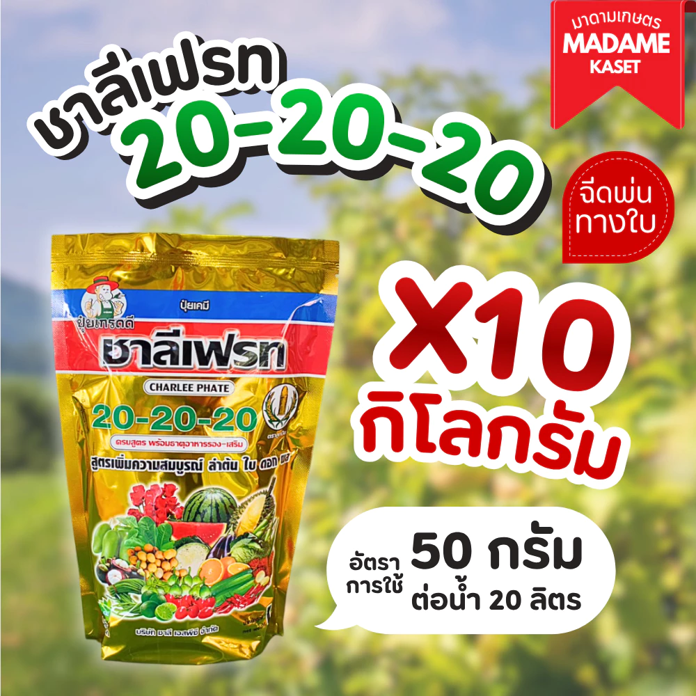 ยกแพ็คx10กิโลกรัม | ปุ๋ยเกล็ด 20-20-20 ชาลีเฟรท สูตรเสมอใช้เร่งลำต้น ใบ ดอก ผล (1 กิโลกรัม)