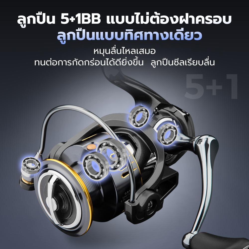 รอกSeaHunter Turbo Pro รอกสปินนิ่ง ลาก15KG  5.2:1  5+1BB  อลูมิเนียม รอกตกปลาทะเล Spinning reel แขนเกลียว รอกสปิน กันน้ำ - รูปที่ 7