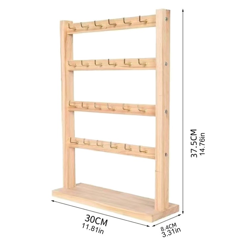 ขาตั้งโชว์เครื่องประดับไม้ พร้อมตะขอ ชั้นวางโชว์อัญมณี พร้อมตะขอ ชั้นวางโชว์อัญมณี สําหรับอุปกรณ์เสริม - รูปที่ 7