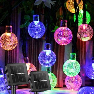 ไฟตกแต่ง SOLAR ไฟลูกแก้ว 100LED 12เมตร 8โหมด แต่งสวนและกลางแจ้ง โซล่าเซลล์ ไฟเส้นอัจฉริยะ ประหยัดไฟมาก ทนแดด ทนฝน วินเทจ