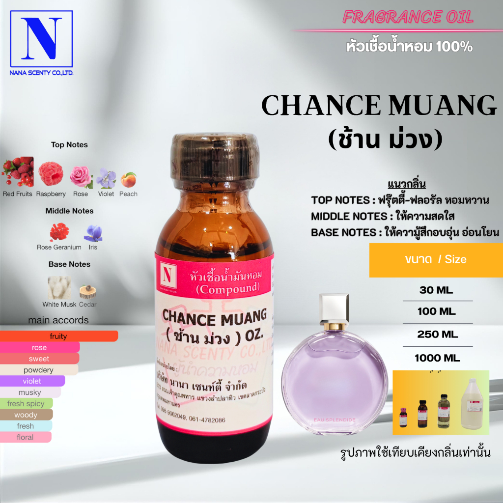 หัวเชื้อน้ำหอม 100% กลิ่นช้าน ม่วง (CHANCE MUANG)