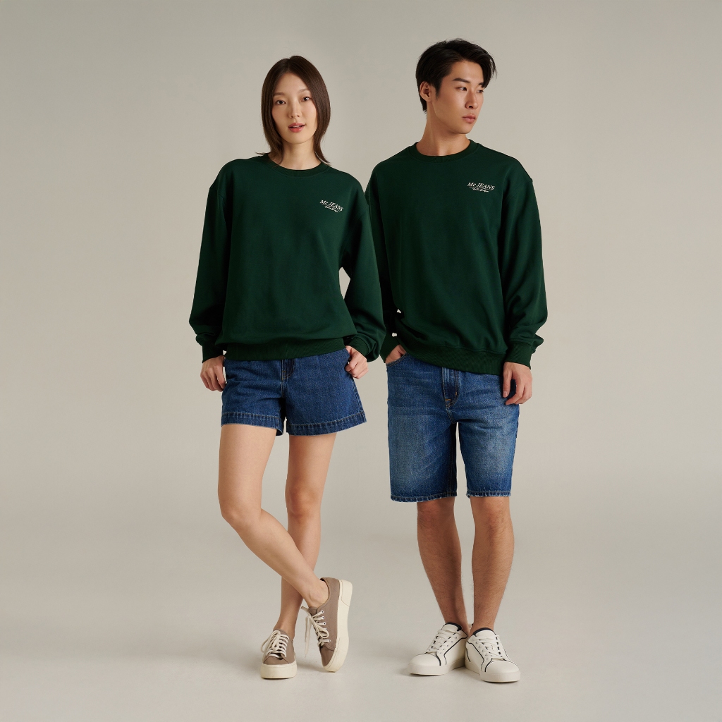 Mc JEANS เสื้อสเวตเตอร์ Unisex ทรงเรกูลาร์ (Regular) สีเขียวหัวเป็ด MSWZ059