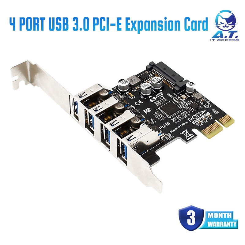 4-port USB 3.0 PCI-e Expansion Card Express PCIe Adapter PCIE X1 Extender Card 2U4U Chassis 5Gbps