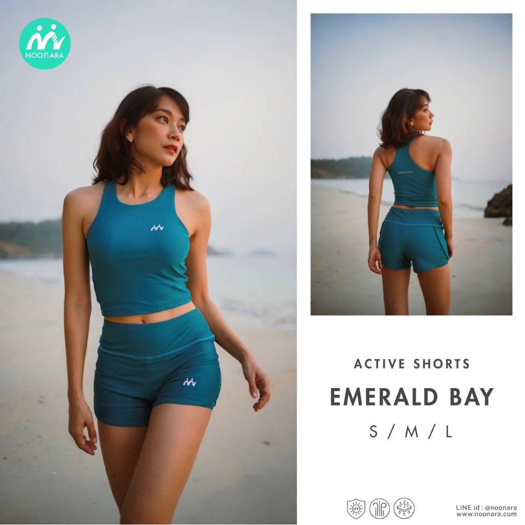 NooNara Active Shorts : Emerld Bay (เฉพาะกางเกง) กางเกงแอคทีฟ ขาสั้น กางเกงวิ่ง ฟิตเนส โยคะ