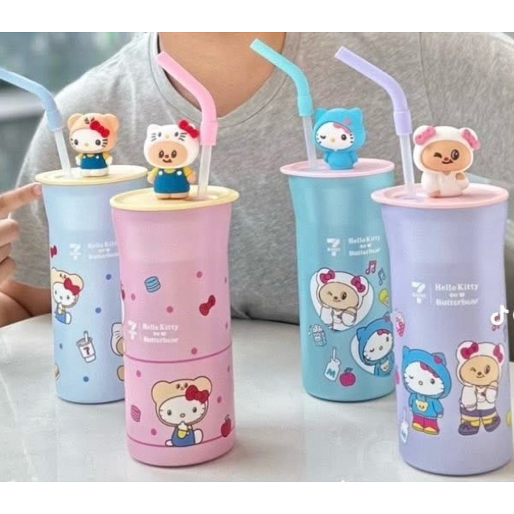 (พร้อมส่ง)กระบอกน้ำสเตนเลส All Café เฮลโล คิตตี้ x น้องเนย (มี 4 สีให้เลือก) 22 oz.