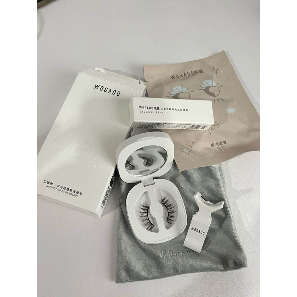 ส่งต่อ ขนตาแม่เหล็ก wosado เบอร์ 4 Sunset Brown อุปกรณ์ครบชุด ตัว fixer ใช้ไปครั้งเดียว