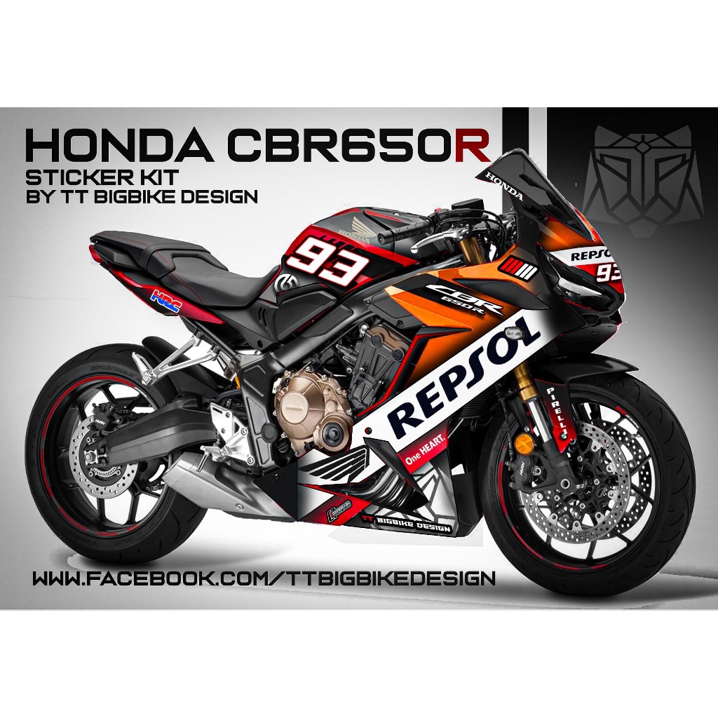 TT BIGBIKE DESIGN ชุดสติ๊กเกอร์แต่งรถ สำหรับ CBR650R ลาย TT REP RACING-02