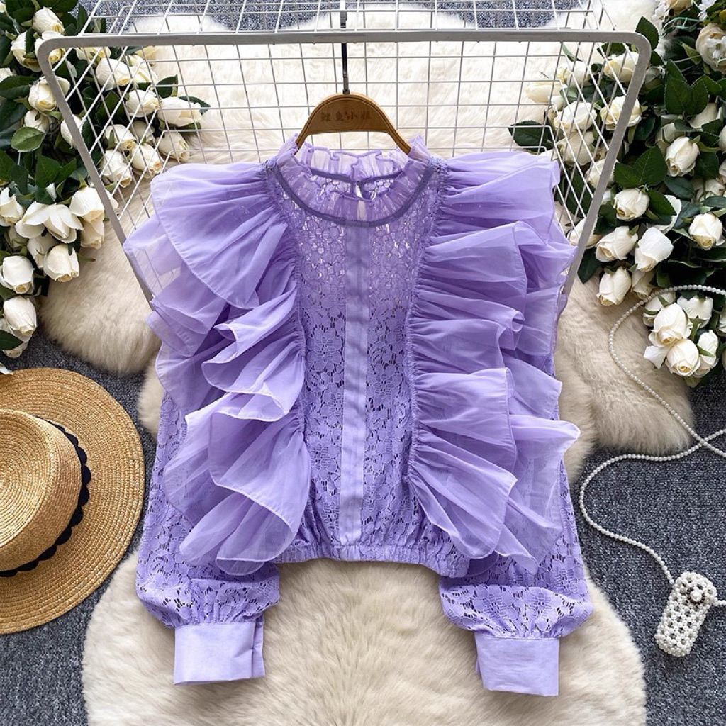 เสื้อลูกไม้คอจีนแขนยาว รูปที่ 4
