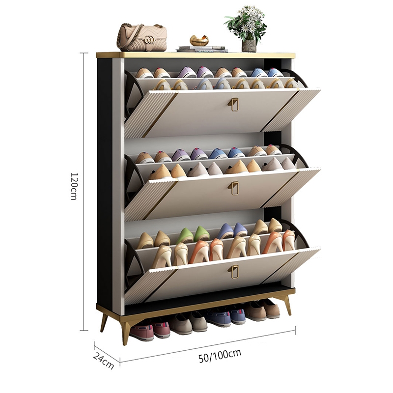 ตู้เก็บรองเท้า ตู้รองเท้าหรูหราน้ำหนักเบา 2ขนาด สีขาว[พร้อมส่ง] - รูปที่ 6