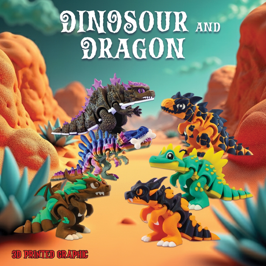 3D Dragons ฟิกเกอร์ไดโนเสาร์ มังกร พิมพ์ 3 มิติ ของเล่นตั้งโชว์ ข้อต่อขยับได้ ของสะสมตกแต่งโต๊ะทำงาน