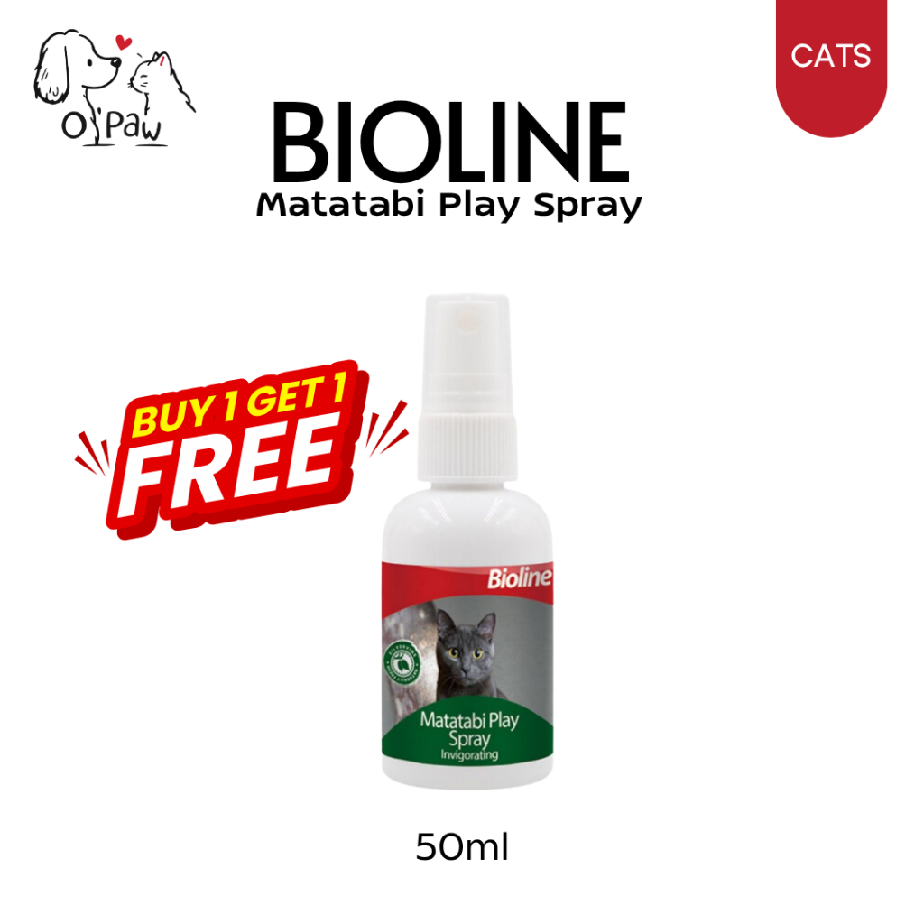 (1แถม1) Bioline Matatabi Play Spray สเปรย์เพิ่มความสดชื่นสำหรับแมว สเปรย์มาทาทาบิ ปรับพฤติกรรม 50ml