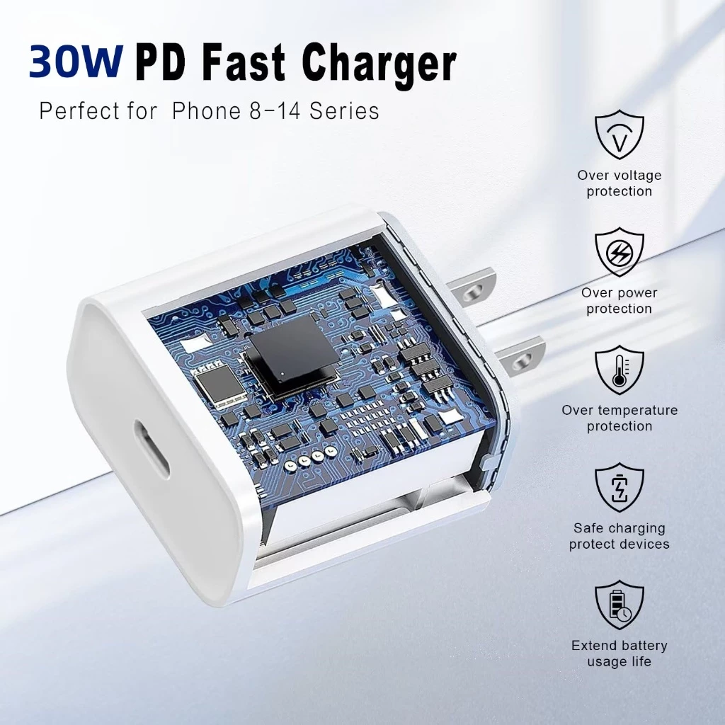 【รับประกัน 1 ปี】GaN ชาร์จไว PD 30W 45W charger type c to Li สายชาร์จเร็ว+หัวชาร์จชาร์จคุณภาพสูง สำหรับ iP17 8 x 11 12 13 thumbnail 5