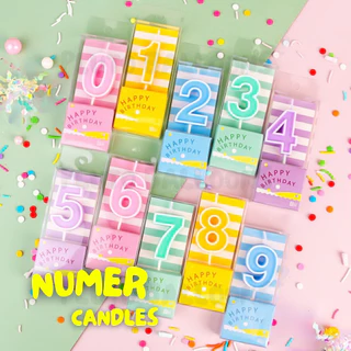 [ร้านไทย] เทียนเป่าเค้กวันเกิด Happy Birthday คละสี [ชมพู ส้ม ม่วง ฟ้า เขียว] สีสวย น่ารัก 🎂❤️
