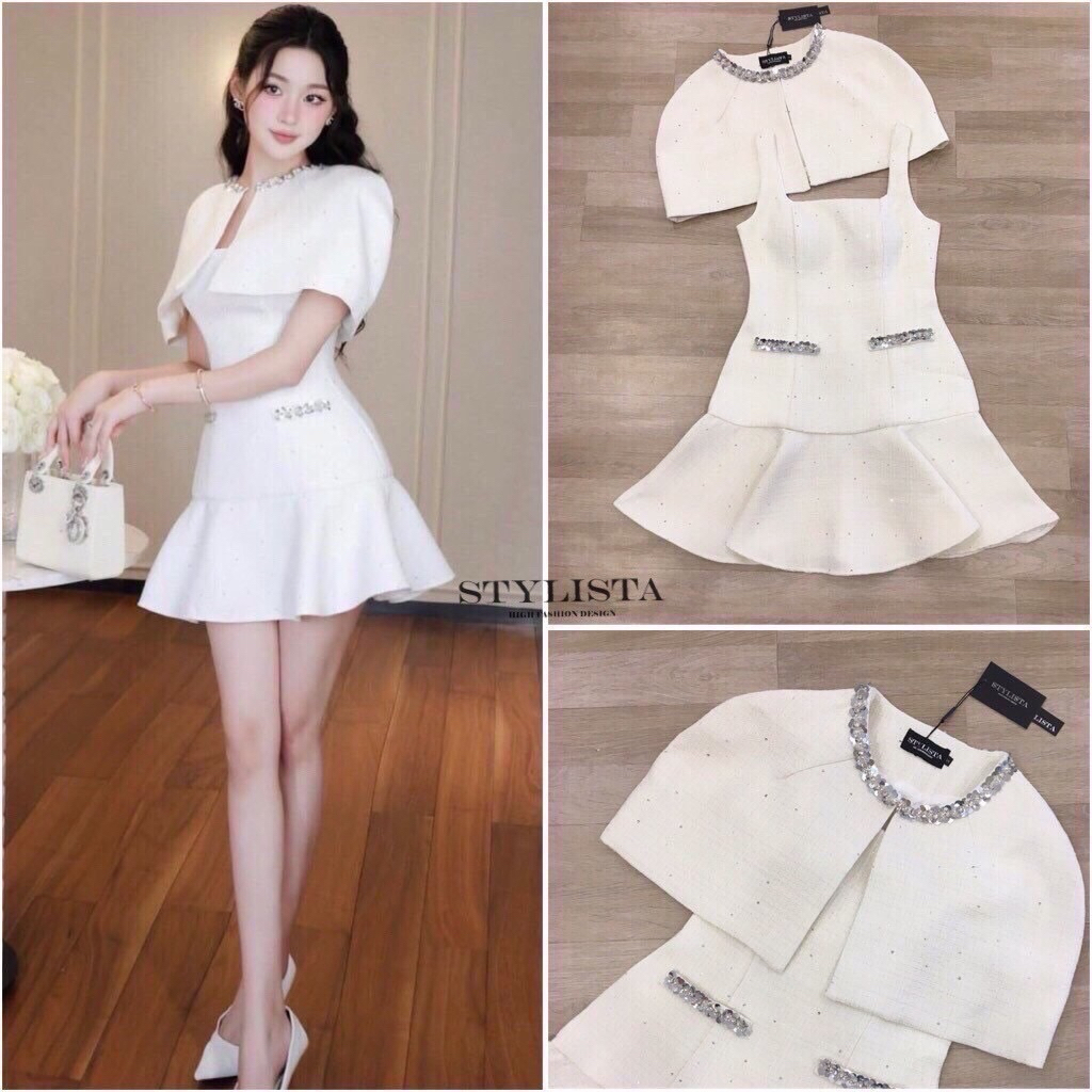 Stylista มินิเดรสผ้าทวิต มาพร้อมกับเสื้อคลุมไหล่ ใส่ทำงาน ใส่ออกงาน ใส่ได้หลายโอกาส จัดด่วนนนๆ