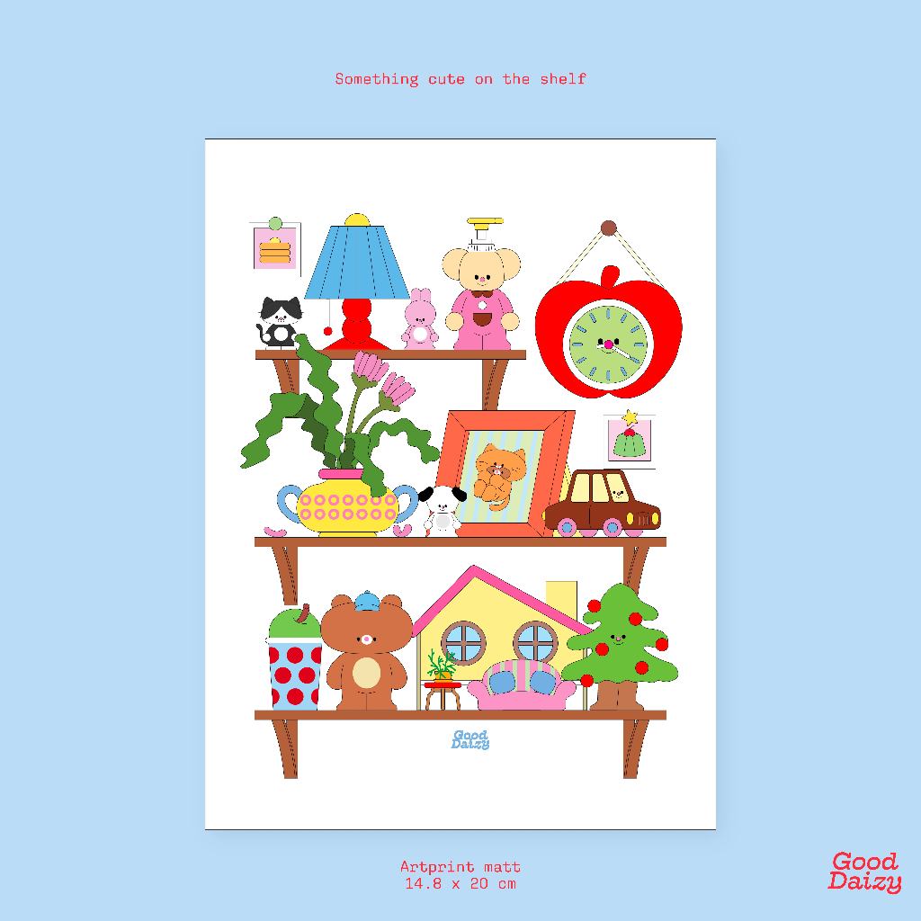 Postcard Something cute on the shelf โปรการด์ตกแต่ง | Good Daizy