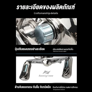 Hamigreen รอกหยดน้ำ รอกเบสหยดน้ำ รอกหยดนํ้า แรงลาก 10KG อัตราทดเกียร์ความเร็วสูง รอกตกปลา 18+1BB รอกเบท ระบบเบรกคู่