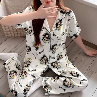 🔥ผ้าไหมญี่ปุ่น🔥อก 42-50 นิ้ว ไซร์ L-4XL ชุดนอนแขนสั่น-ขายาว เนื้อผ้าเกรดพีเมี่ยม พร้อมส่งจากไทย