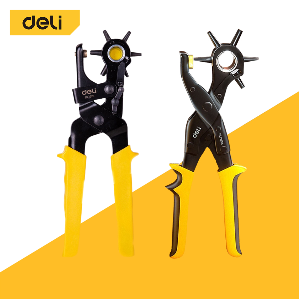 Deli คีมเจาะรูเข็มขัด คีมเจาะ ที่เจาะรูเข็มขัด 6ขนาด เจาะสายนาฬิกา พลาสติก หนังได้ ทนทาน Hole Punch