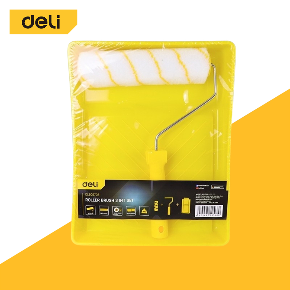 Deli ชุดถาดกลิ้งพร้อมอุปกรณ์ทาสี ขนาด 4"/9" นิ้ว ลูกกลิ้งทาสี อุปกรณ์ทาสีบ้าน ถาดหนา ทนทาน  Paint Roller