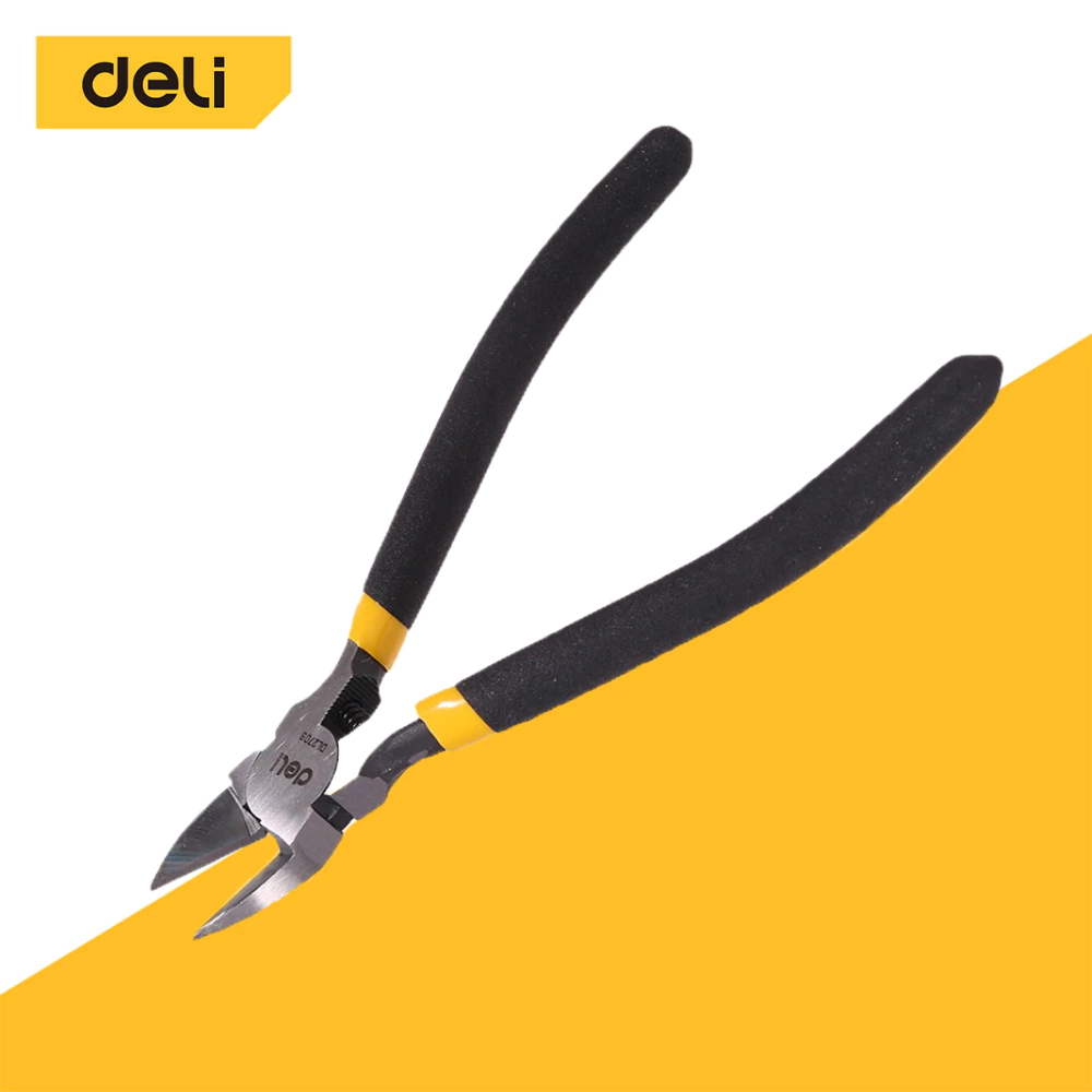 Deli คีมปอกสายไฟ คีมตัดปากเฉียง ตัดสายไฟ ตัดลวดอิเล็กทรอนิกส์ 4.5/6/7 นิ้ว แข็งแรง Cutting Nippers