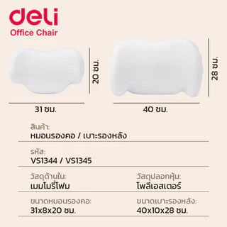 Deli เบาะรองหลังรองคอเพื่อสุขภาพ เมมโมรี่โฟม นุ่มสบาย โค้งตามร่ายกายมนุษย์ Lumbar Support