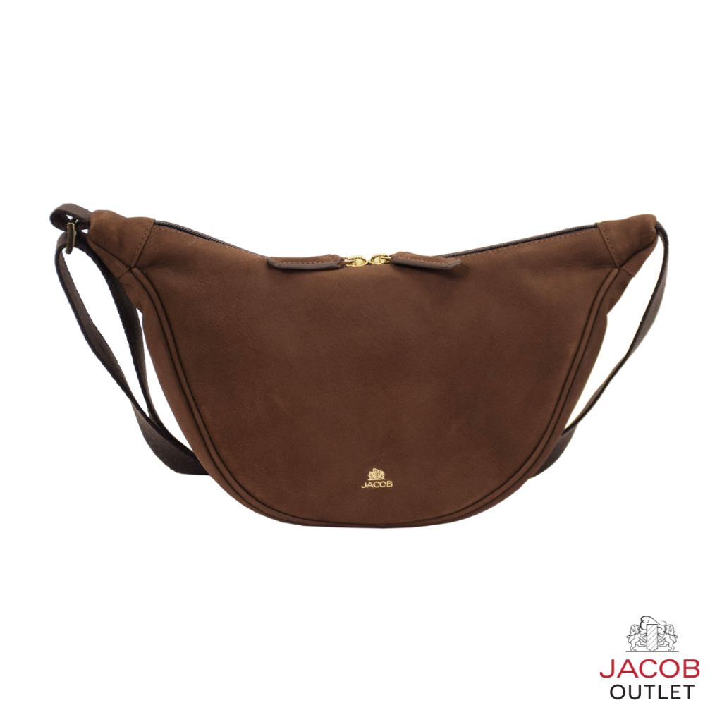 JACOB กระเป๋าคาดอกสตรี หนังกลับ สีน้ำตาล รุ่น 84418P