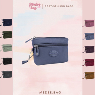 Lingky กระเป๋าคล้องมือ ผ้าร่มลายย่น 2 ซิป ดีไซน์เรียบง่าย น้…