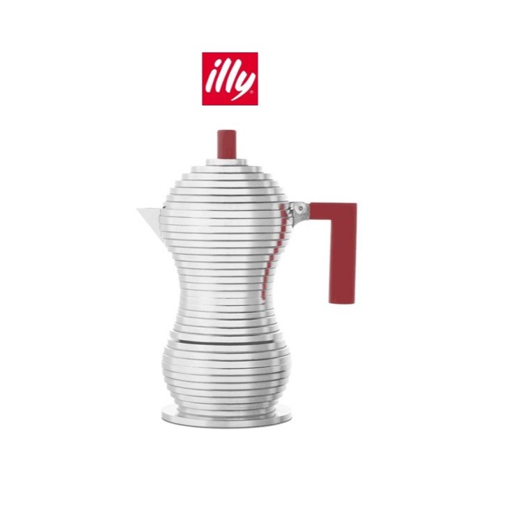 illy อเลสซี่ พัลซิน่า มอคค่าพอท หม้อต้มกาแฟ สำหรับ 6 แก้ว (สีแดง)ILLY MOKA POT PULCINA ALESSI RED 6 