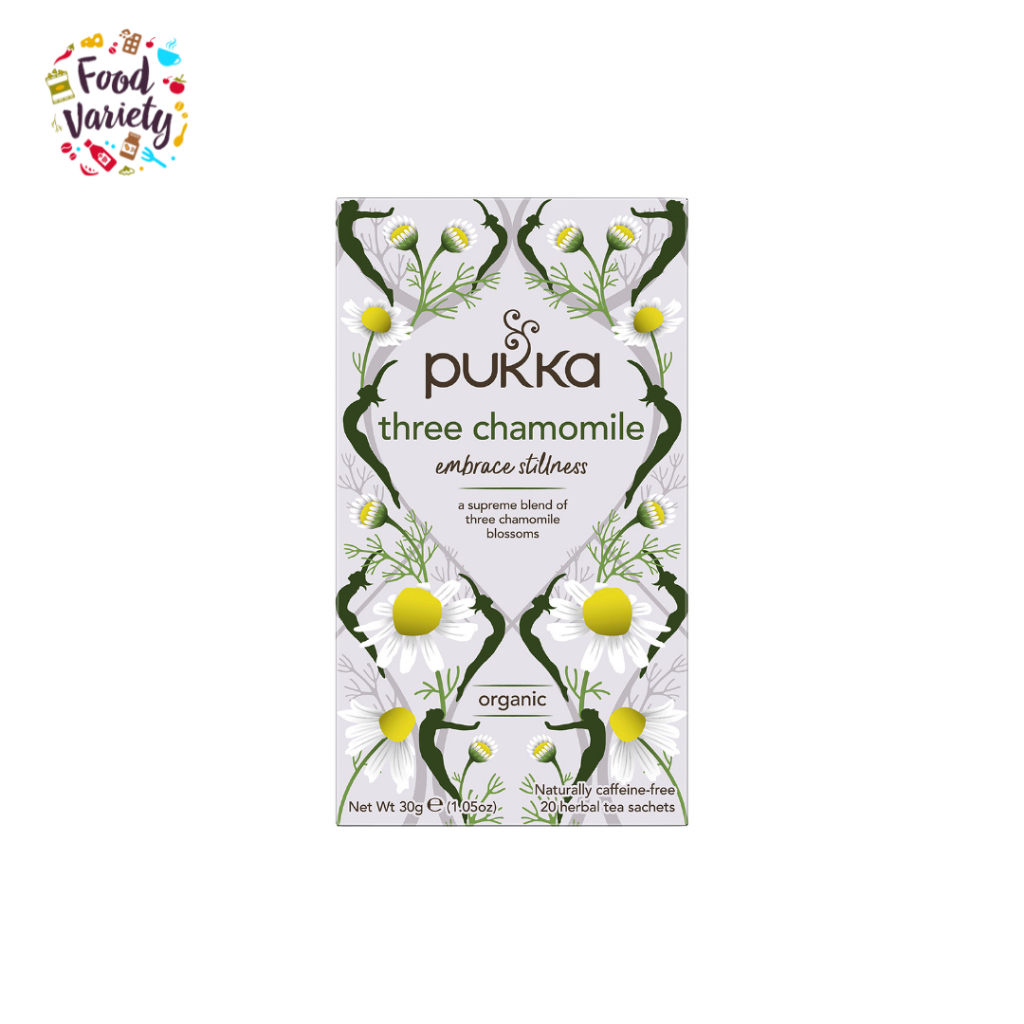 Pukka Organic Three Chamomile Herbal Tea 20 sachets  พุกก้า ชาสมุนไพรคาโมมายล์สามชนิด 20 กรัม