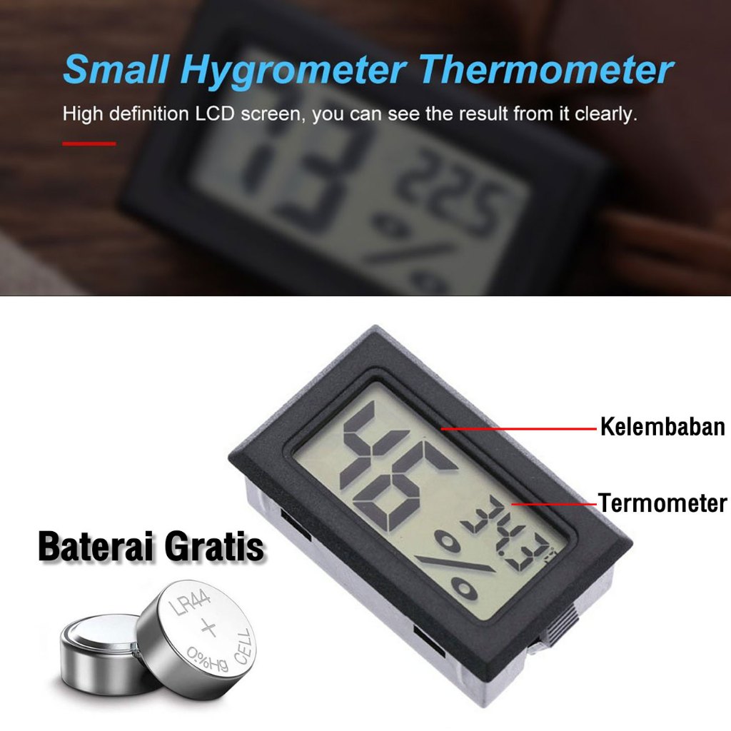 hygrometer วัดความชื้น วัดอุณหภูมิ เครื่องวัดความชื้นและอุณหภูมิ ดิจิตอล ส่งไวจากไทย ขนาดเล็ก มีถ่านพร้อมใช้