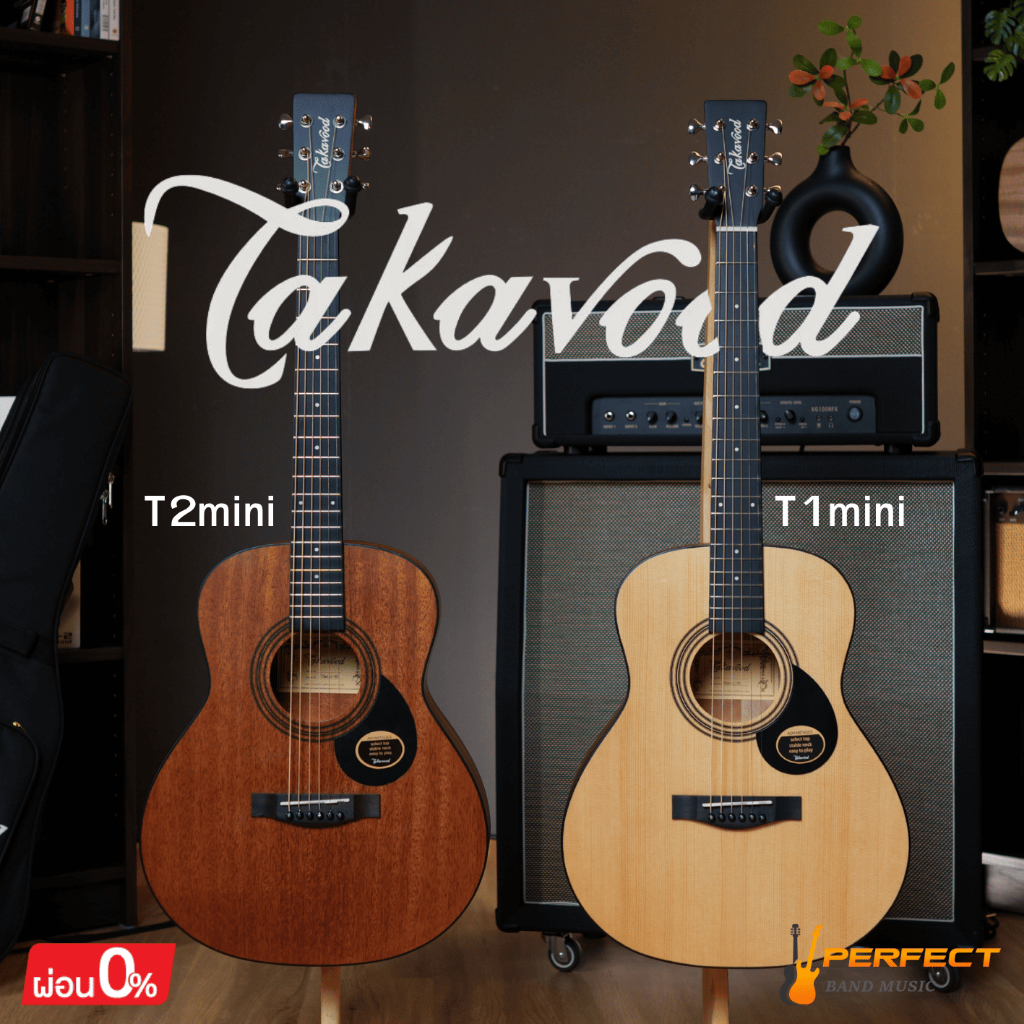 Takavood mini กีตาร์โปร่ง Takavood T1-T2 mini กีตาร์โปร่ง36นิ้ว พร้อมกระเป๋าบุฟองน้ำ 5 มิล+ปิ๊ก+ประแจ Set up พร้อมเล่น