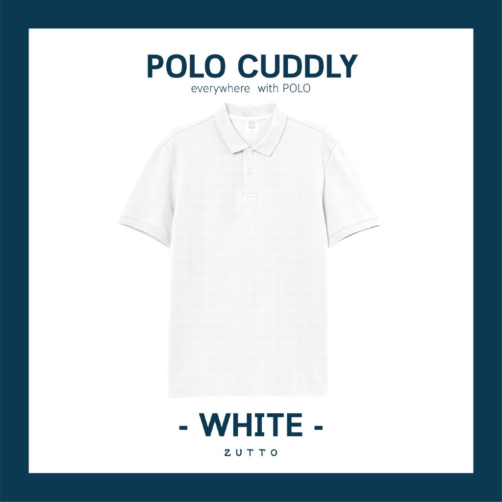 ZUTTO เสื้อโปโลพรางพุง รุ่น Cuddly สีขาว เสื้อผ้าคนอ้วน เนื้อผ้าหนานุ่ม ระบายอากาศได้ดี ซับเหงื่อดีแห้งไว
