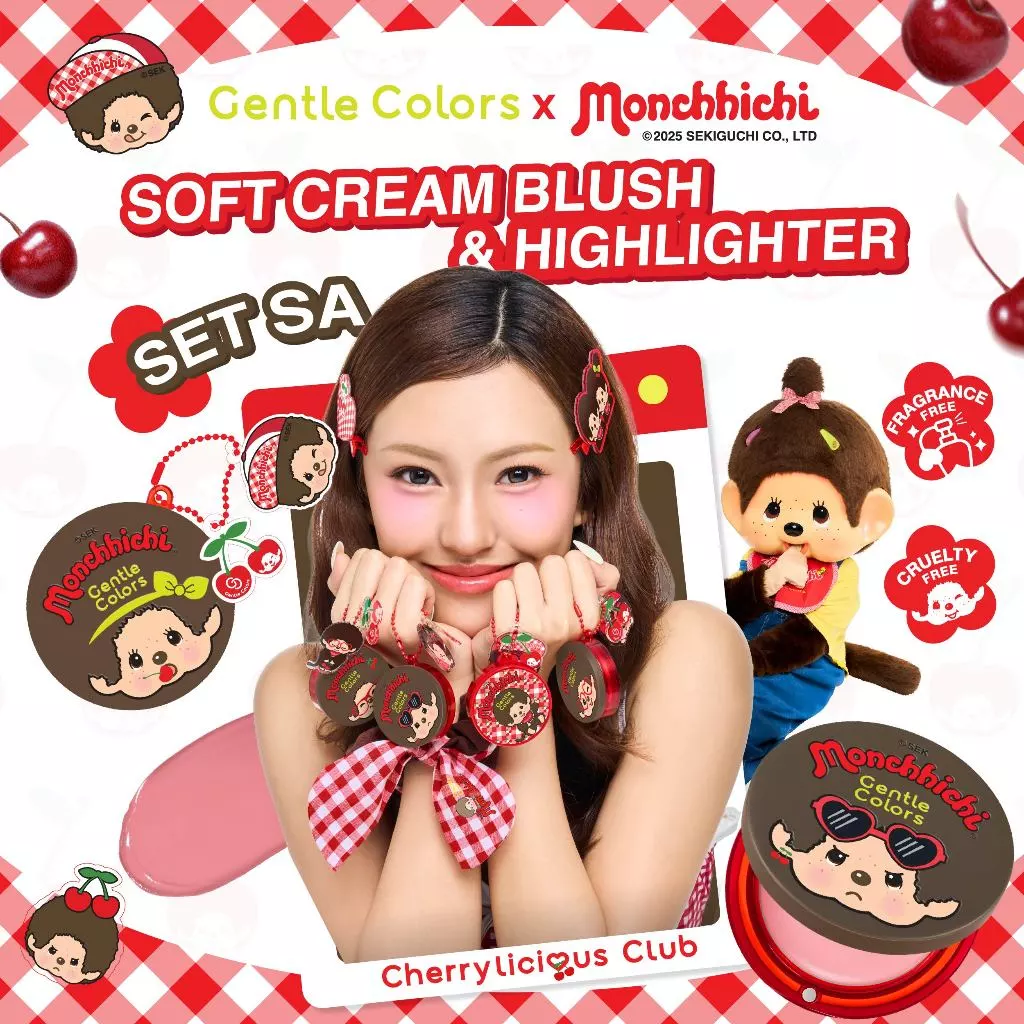 Gentle Colors x Monchhichi Soft Cream Blush & Highlighter Set thumbnail 3