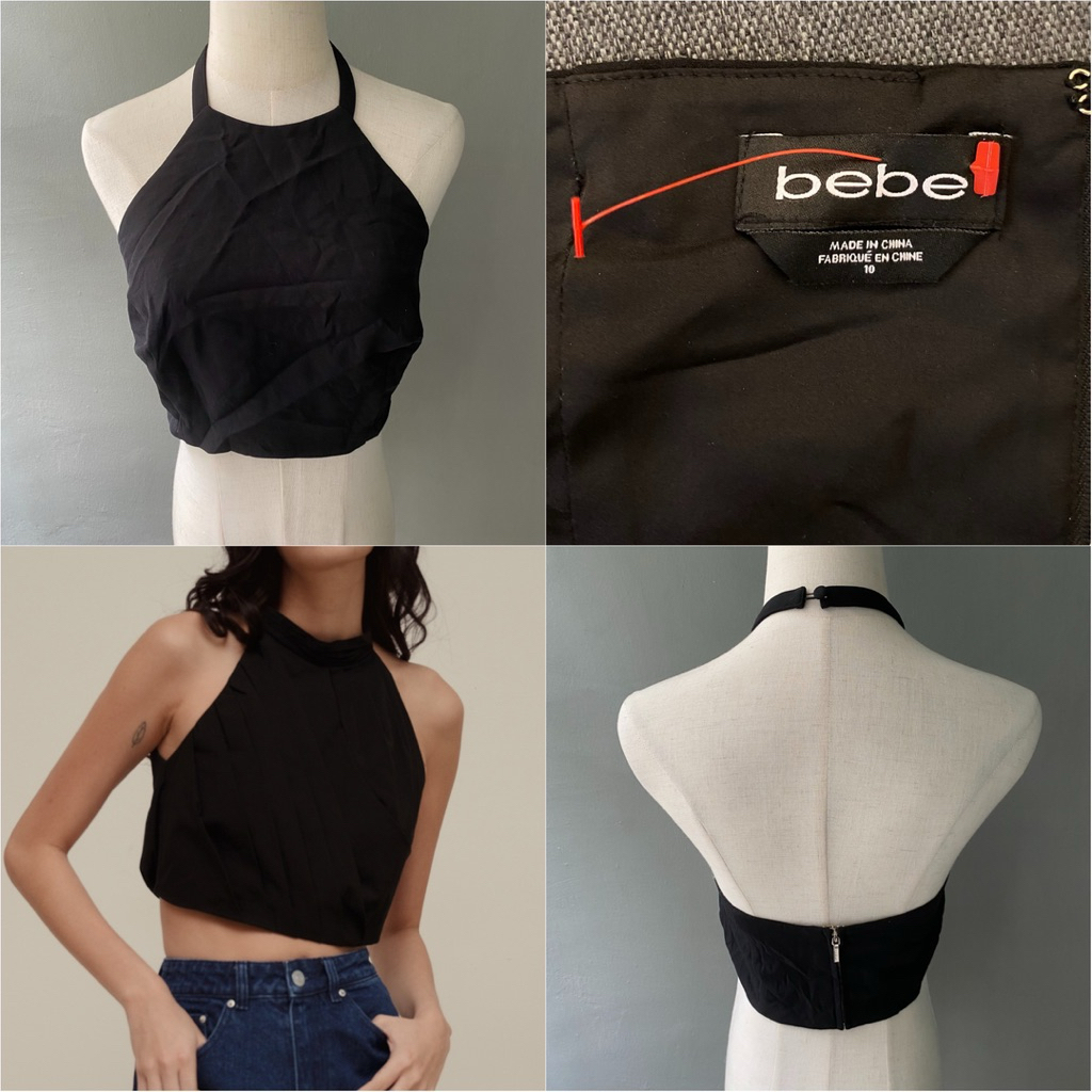 USED Bebe halter neck crop top size 10