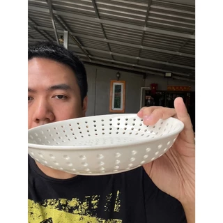 จานเซรามิกนึ่งอาหาร จานเซรามิกแบบมีรู จานรองนึ่ง ขนาด20cm
