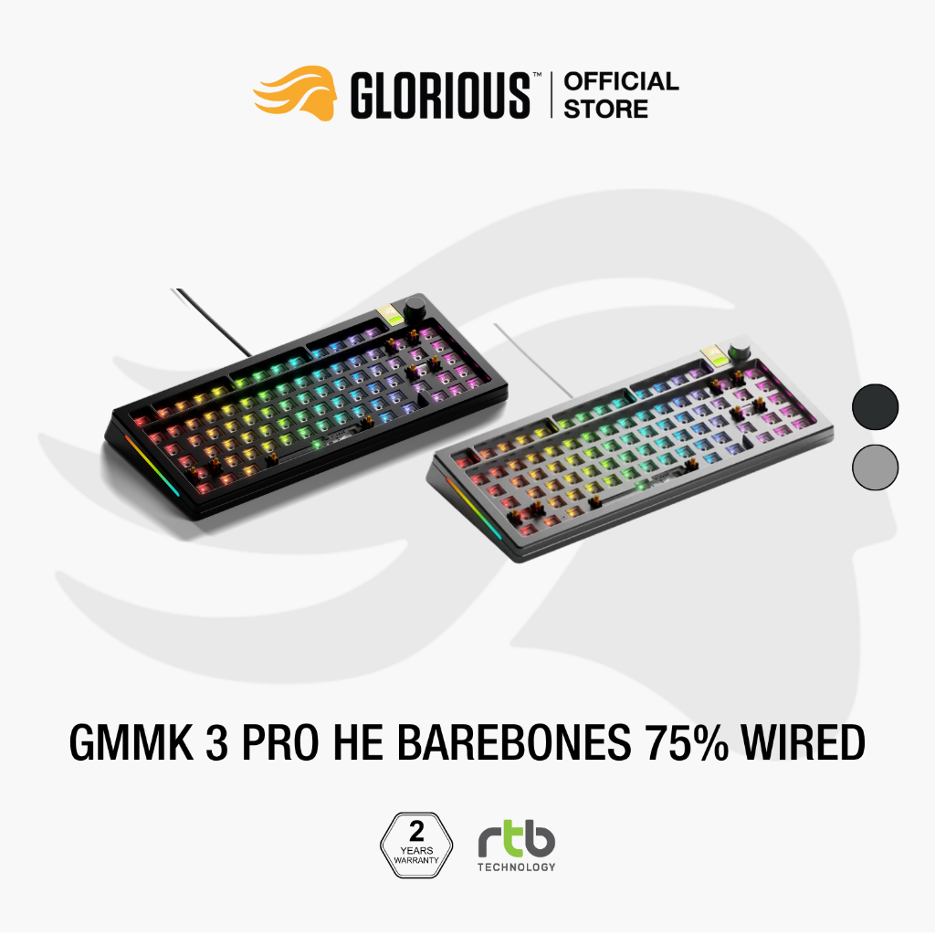 Glorious GMMK 3 Pro HE Barebones 75% คีย์บอร์ดเกมมิ่ง Wired Gaming Keyboard (ไม่รวมคีย์แคปและสวิตช์)