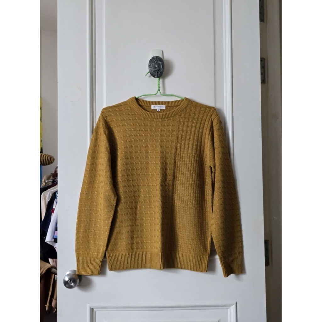 THE SHOP TK เสื้อสเวตเตอร์ผ้าถัก สีมัสตาร์ด