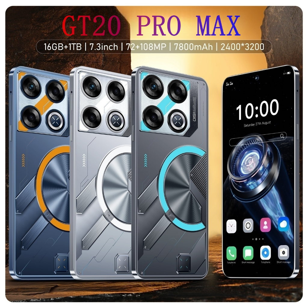 [COD] GT20 Pro Android Phone (16GB+1TB), 7.3-inch Large Screen, 72MP+108MP HD Camera, Long Battery L