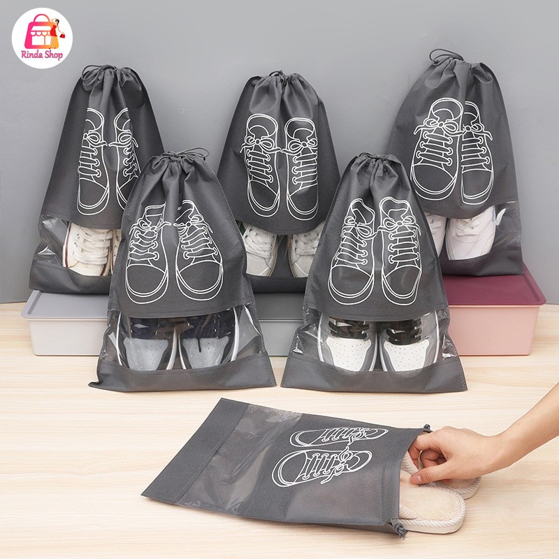 ถุงใส่รองเท้า แบบหูรูด ถุงเก็บ ที่ใส่รองเท้าเวลาเดินทาง