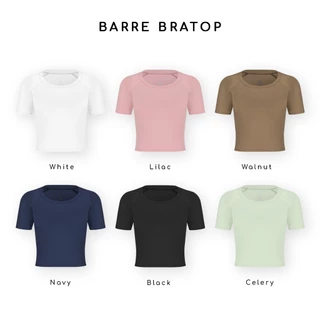 Wakingbee Barre Bratop บราท้อปออกกำลังกาย มีฟองน้ำในตัว ทรงคร้อป แขนสั้น ผ้ายืดหยุ่นดี กันยูวี แห้งไว