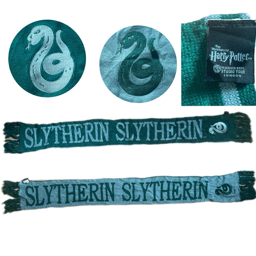 ผ้าพันคอแฮร์รี่ แท้มือสอง Slytherin Harry Potter Studio Tour London scarf *used