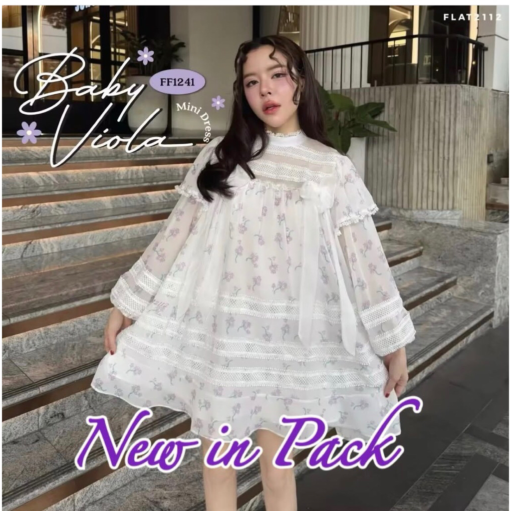 Flat2112 : Baby Viola Mini Dress size S💜 New in Pack  (Ff1241)