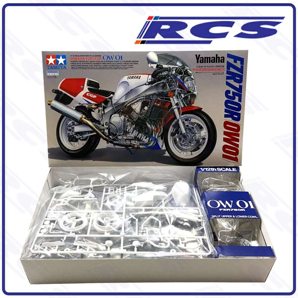 💥New💥🏆 TAMIYA 14058 ชุดประกอบจำลองมาตราส่วน 1:12 YAMAHA FZR750R (OW01) ต้องไปสร้างและะทำสีเอง