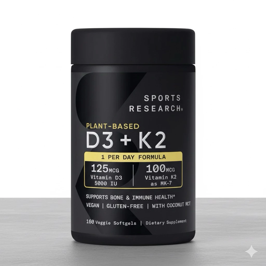 [Exp.04/2029] Sports Research D3 + K2 เสริมแคลเซียม บำรุงกระดูกและหัวใจ 160 แคปซูล (ของแท้ 100%) 💪