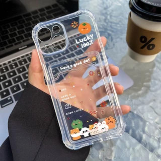 Clear ซองใส่การ์ด case for iPhone 17 16 11 13 15 12 14 Pro Max X XS Max XR XS Max 14 Plus เคสโทรศัพท์ซิลิโคน TPU โปร่งใส